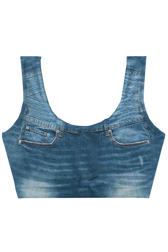 MIX REGGISENO BRASSIERE DONNA BLU CROP TOP BLUE JEANS HAPPY UNDIES